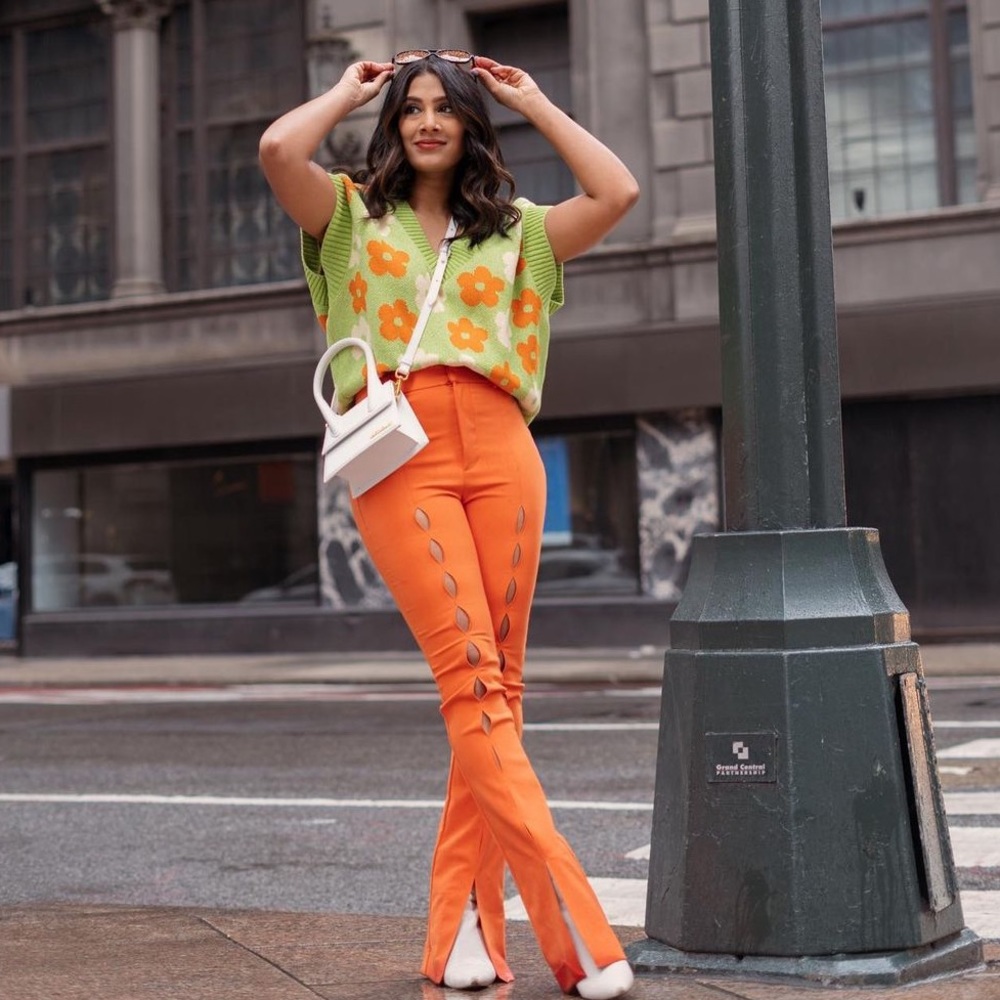 Zara Floral Jacquard Knit Vest Size Large